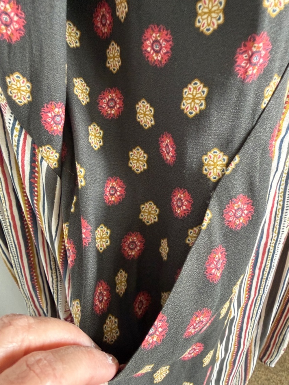 Free People Rain or Shine Pebble Print Boho Floral Tunic Mini Dress Size Medium - Picture 5 of 12